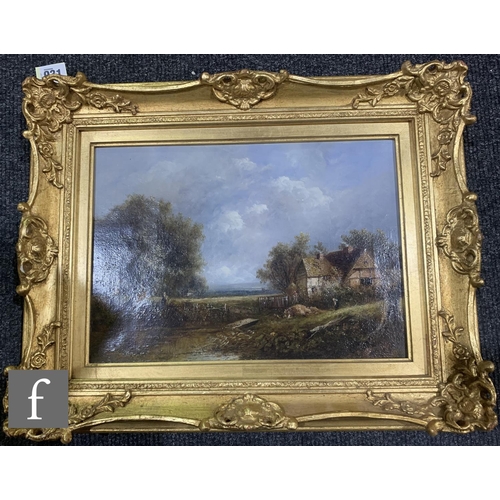 931 - JOSEPH THORS (1835-1920) - An old farm in an extensive wooded landscape, oil on canvas, signed, fram... 