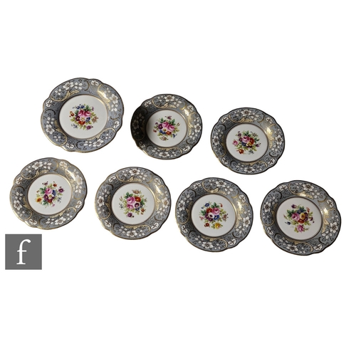 293 - A late 19th to early 20th Century Adderley Ware dessert service comprising a tall comport and six fl... 