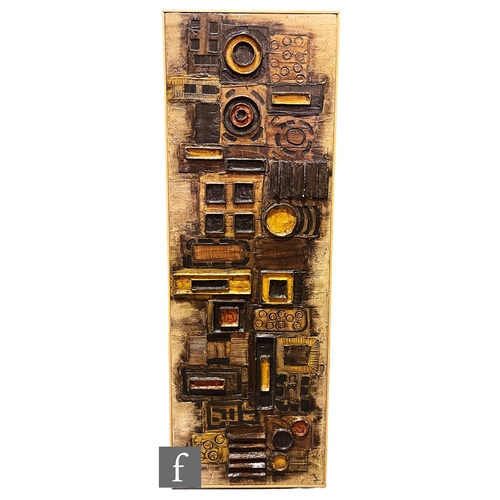 965 - DUVAL (MID 20TH CENTURY) - Geometric forms, mixed media relief plaque on board, signed, framed, 135c... 