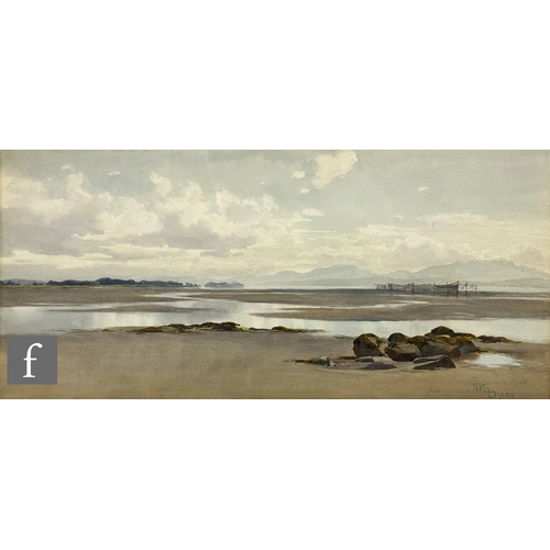 979 - PERCY DIXON (1862-1924) - 'Low Tide', watercolour, signed, framed, 24cm x 52cm, frame size 42cm x 70... 