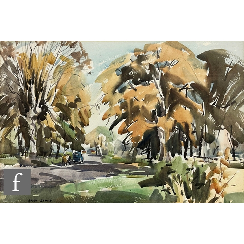 980 - ANGUS BERNARD RANDS (1922–1985) -  A sunlit wooded landscape, watercolour, signed, framed, 35cm x 63... 