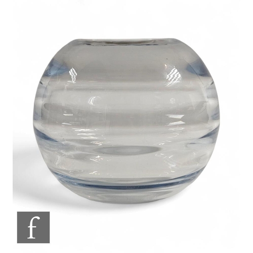 608 - A mid 20th Century Orrefors optic range glass vase by Edward Hald, of globular form internally decor... 