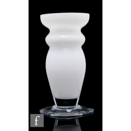 610 - A later 20th Century Orrefors Salsa glass vase by Helen Krantz, of footed ovoid form with lobed neck... 