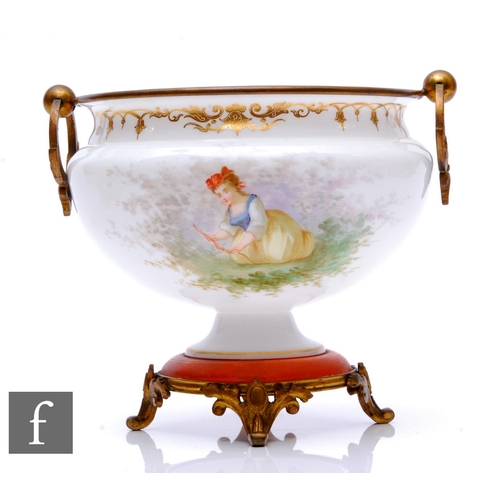 642 - A 19th Century Bohemian opal glass bowl in the manner of Josef Ahne, the footed shouldered ovoid bow... 