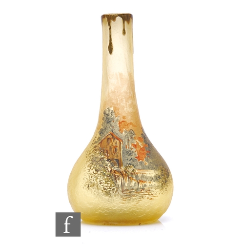 654 - An early 20th Century continental cameo glass vase in the manner of Legras, the compressed globe and... 