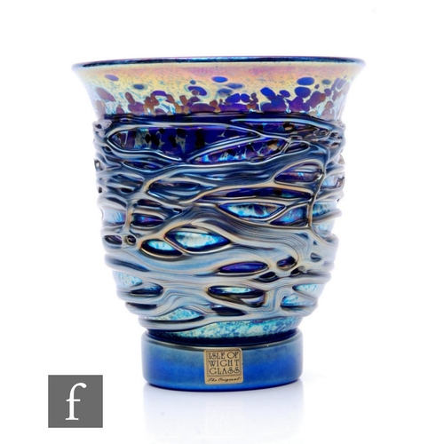 670 - A contemporary Isle of Wight studio glass Four Seas series trial vase, by Timothy Harris, of footed ... 