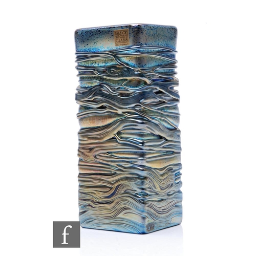 671 - A contemporary Isle of Wight studio glass Four Seas series North Sea vase by Timothy Harris, of squa... 