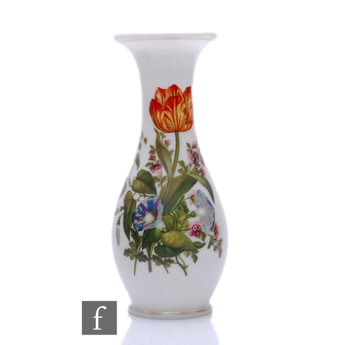 701 - A large 19th Century Richardsons Vitrified enamel opal glass vase of footed skittle form with everte... 