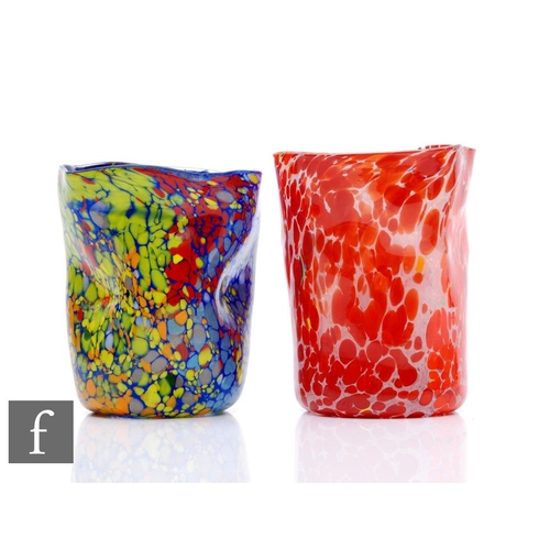 727 - A 20th Century Murano Goti de Fornasa glass vase, of organic cylinder form, decorated with mottled r... 