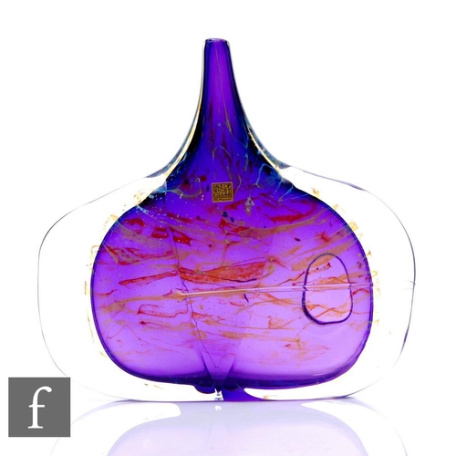 756 - A contemporary Timothy Harris for Isle of Wight studio glass fish vase, internally decorated with ir... 