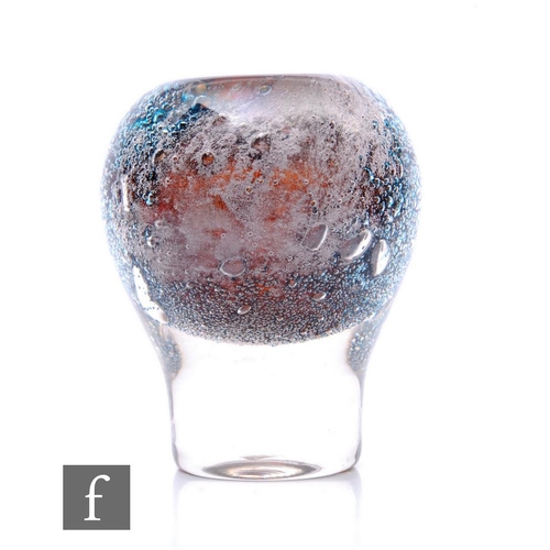 819 - A 20th Century Heikki Orvola for Nuutajarvi Volcano glass vase, of ovoid form, internally decorated ... 