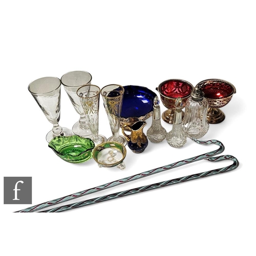 901 - A collection of assorted late 19th and early 20th Century glass wares, to include two Edwardian hall... 