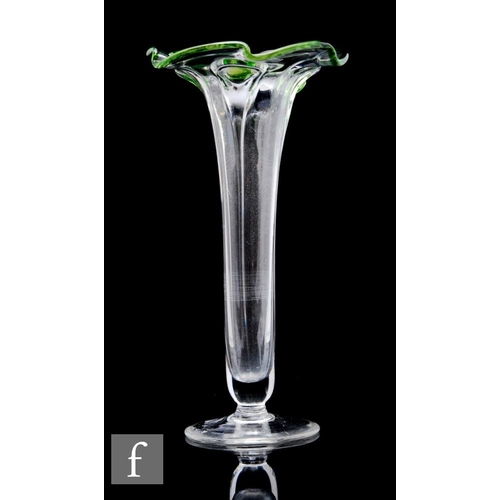 593 - An early 20th Century Stuart and Sons clear crystal glass vase, of footed slender tapering form with... 