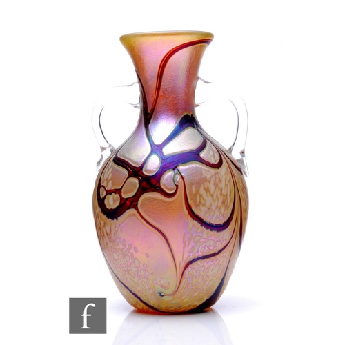 771 - A contemporary Richard P. Golding studio glass vase, of ovoid form with flared neck and applied clea... 