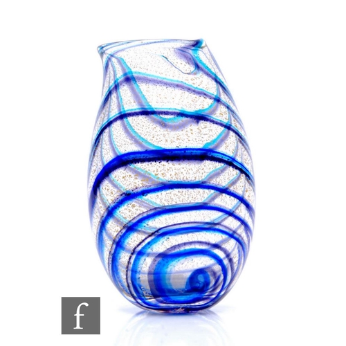 820 - A contemporary Jonathan Harris studio glass trial vase, of ovoid form with pulled rim, internally de... 