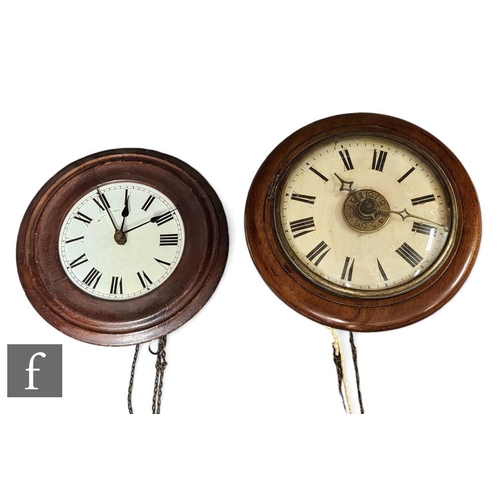 87 - A late 19th Century postman's alarm clock, weight driven movement with replaced pendulum, and a simi... 