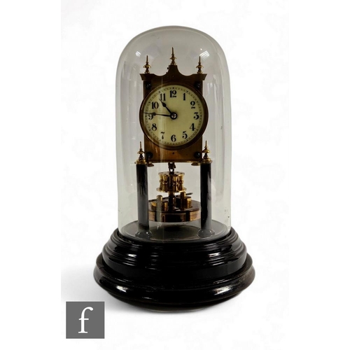 94 - An early 20th Century 265 day mantle clock by Gustave Becker, Arabic dial, stamped to movement, on e... 