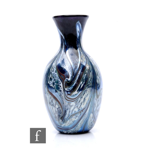 791 - A contemporary Richard P. Golding studio glass vase of ovoid form with flared neck, decorated with s... 