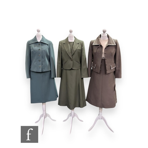 31 - Three 1960s vintage two piece suits, comprising a Val Somers short sleeve midi dress with the matchi... 