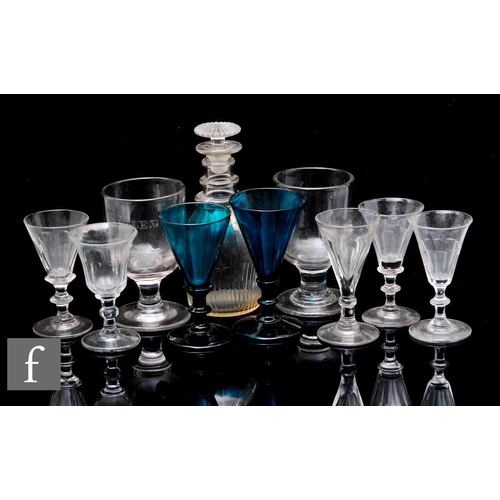 770 - A collection of 18th Century and later glassware to include a small crystal glass spirit decanter of... 