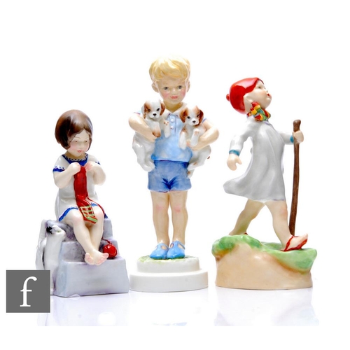 530 - A collection of three Royal Worcester 'Days Of The Week' figures, by Freda Doughty, to include Monda... 