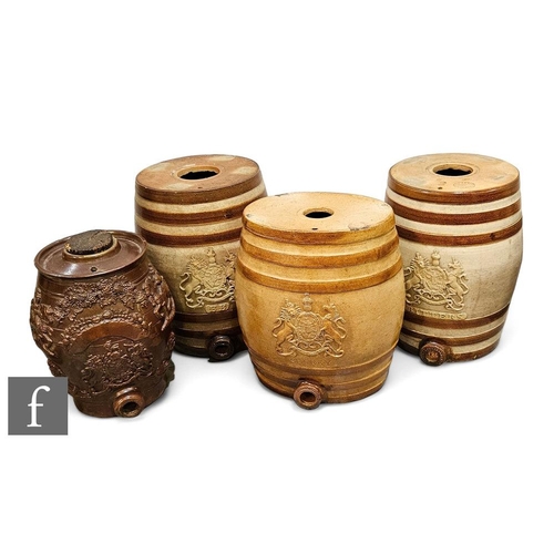 533 - A collection of 19th Century stoneware spirit barrels, including two Doulton, to include Bitters, BB... 