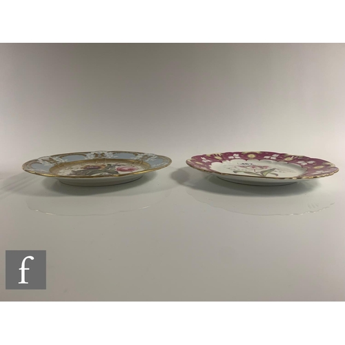 467 - A collection of 19th Century English porcelain cabinet plates, all with varying botanical scenes, pa... 