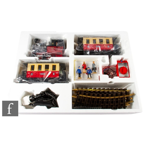 15 - A G gauge LGB 78302 Passenger Starter Set with 0-4-0T LGB 2 locomotive, two passenger coaches and ac... 