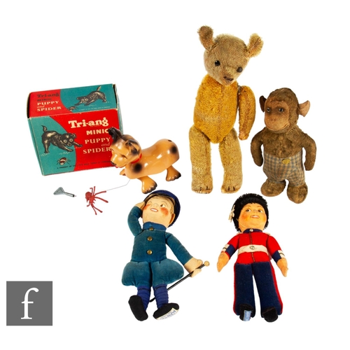 420 - A collection of assorted toys, to include a Norah Wellings soldier doll, a Farnell Alpha uniformed d... 