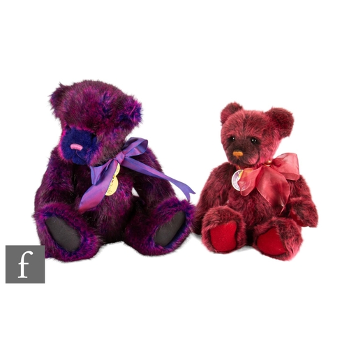 432 - Two Charlie Bears, CB621373 Bauble teddy bear, wine red plush, height 34cm, and CB620001 Firework te... 