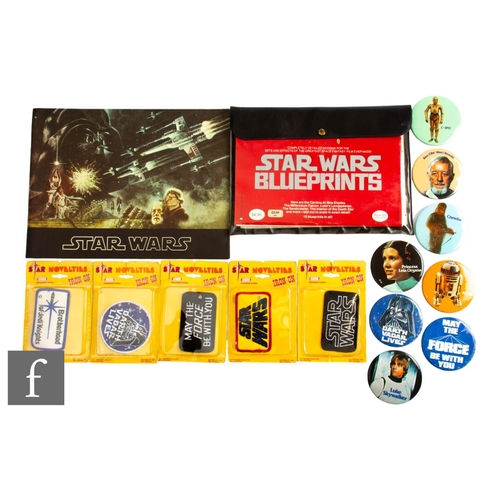 450 - A collection of Star Wars merchandise, to include five Star Novelties Iron-on patches, sealed, eight... 