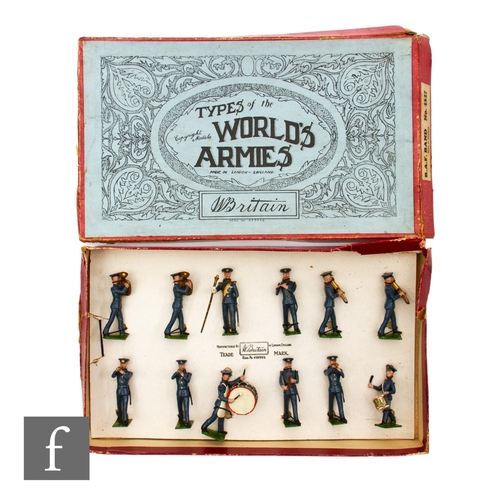 47 - A Britains Types of the World's Armies 1527 RAF Band, pre-war version, comprising Drum Major and 11 ... 