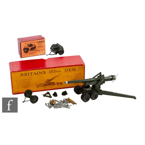 97 - A Britains 2064 155mm Gun, together with a 1726 Royal Artiller Limber for Howitzer guns, both boxed.... 