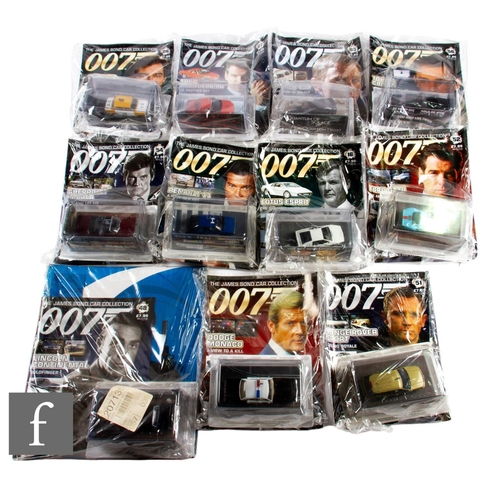 114 - A collection of James Bond Car Collection magazines with related 1:43 scale diecast models, still se... 