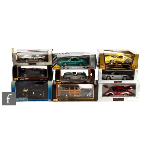 127 - A collection of 1:18 scale diecast models by UT Models, Maisto, Bburago and similar, to include Pors... 