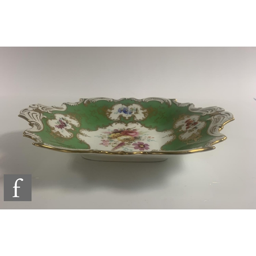 470 - A collection of 19th Century Coalport dishes, all decorated with botanical designs, with green and i... 