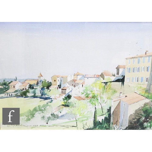 354 - STEPHEN THOMAS (CONTEMPORARY) - 'Italian Village Landscape', watercolour, signed and dated 2001, fra... 