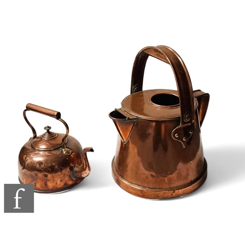 278 - An early 20th Century copper watering can stamped Sulpitt & Sons, Birmingham, 1910, height 38cm,... 