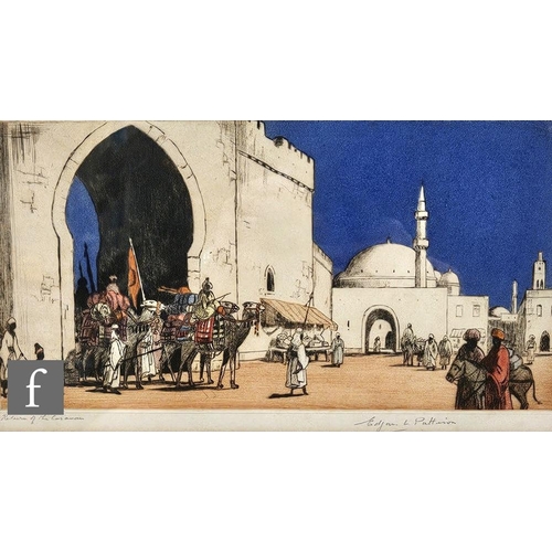 341 - EDGAR L. PATTISON (1872-1950) - 'A Moorish Gateway', hand coloured etching, signed and titled in pen... 