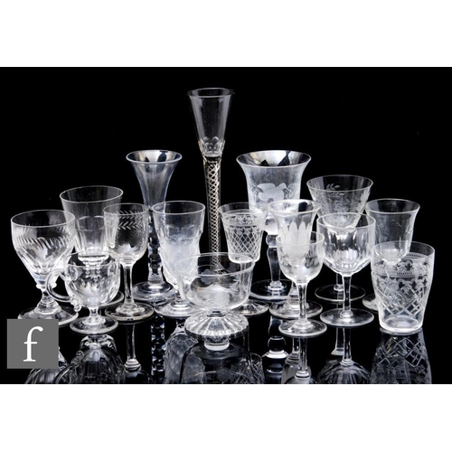 870 - A quantity of assorted late 19th and early 20th Century clear crystal glass ware, of various forms t... 