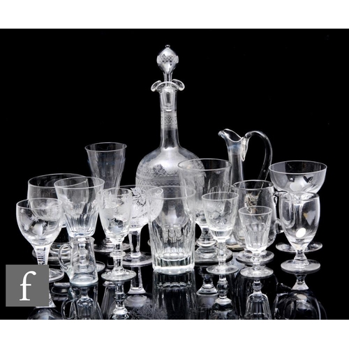 872 - A quantity of assorted late 19th and early 20th Century clear crystal glass ware, of various forms t... 