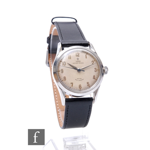 205 - A mid 20th Century stainless steel Tudor Oyster Prince wrist watch, Arabic numerals to a circular di... 