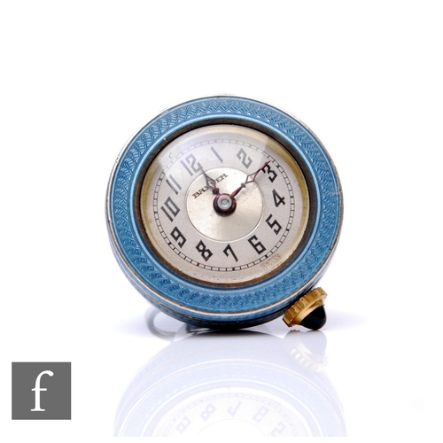 214 - An early 20th Century continental silver and enamel decorated Banner pendant watch, Arabic numerals ... 