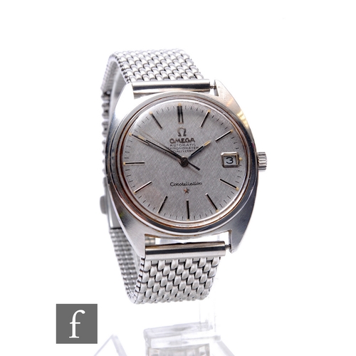 216 - A gentleman's stainless steel Omega Constellation automatic wrist watch batons and date facility to ... 