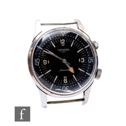 224 - A mid 20th Century stainless steel Longines Skin diver's automatic wrist watch with Arabic numerals ... 