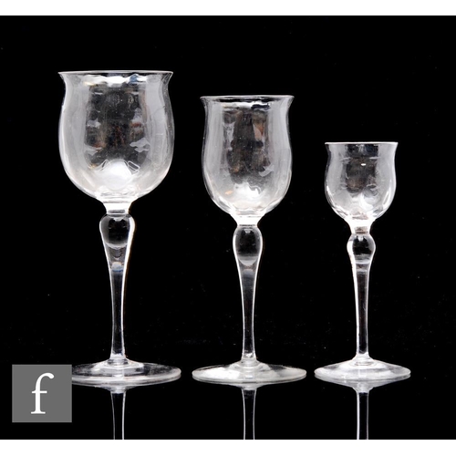 737 - A part set of early 20th Century Stourbridge clear crystal table glass by Thomas Webb & Sons to ... 