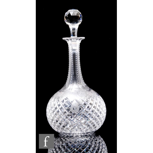 745 - A large late 19th Century Century double Magnum clear cut crystal glass decanter of globe and shaft ... 