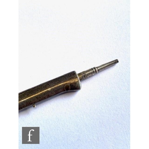 17 - A white metal retractable pencil modelled as an axe with 'For Axing Questions' to axe head, engraved... 