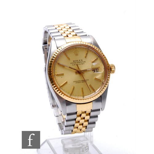 240 - A gentleman's bi metal Rolex Oyster Perpetual Datejust wrist watch Ref 16030, case 16000, movement n... 