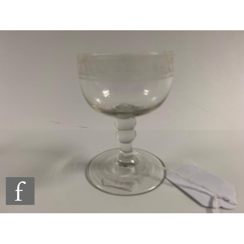 155 - A Regency period Davenport Patent drinking glass circa 1810, the ovoid bowl acid etched to the upper... 